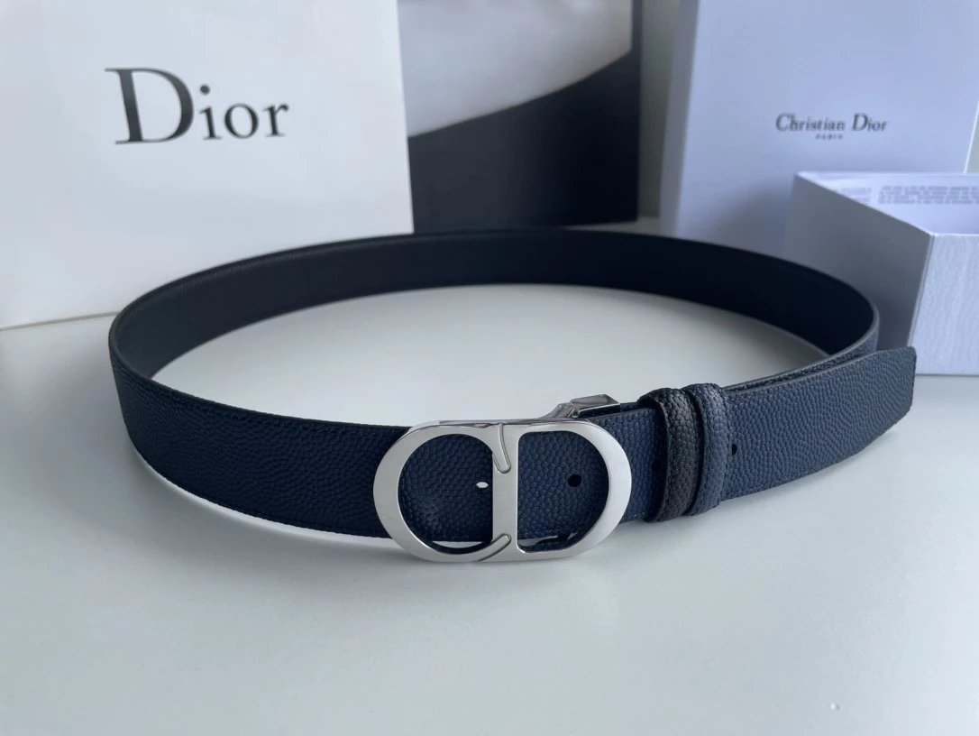 Dior Belt Top version Original Order Belt Genuine Cattlehide Leather Surface Belt Men's Leather Belt Double-Sided Head Layer Cowhide Universal Business Man's Belt Men's and Women's Business Casual Belt Belt Men's High-End Belt3.5