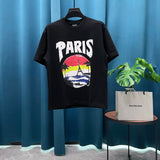 Balenciaga T-shirt Coconut Tree on Chest logo Printed Letter Embroidery Round Neck Short Sleeve25ss New Pure Cotton Unisex Style T T-shirt Base Shirt Tee Shirt OS Loose design