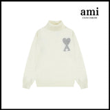 Ami Sweater Knitwear Classic round Neck Big Heart Jacquard Pullover Sweater Loose and Idle Sense Casual Couple Outfit-CY