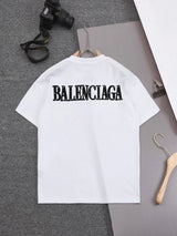 Balenciaga T-shirt Refined Small Logo Letter Patch Embroidered Round Neck Short Sleeve25ss New Pure Cotton Unisex Style T T-shirt Base Shirt Tee Shirt OS Loose design