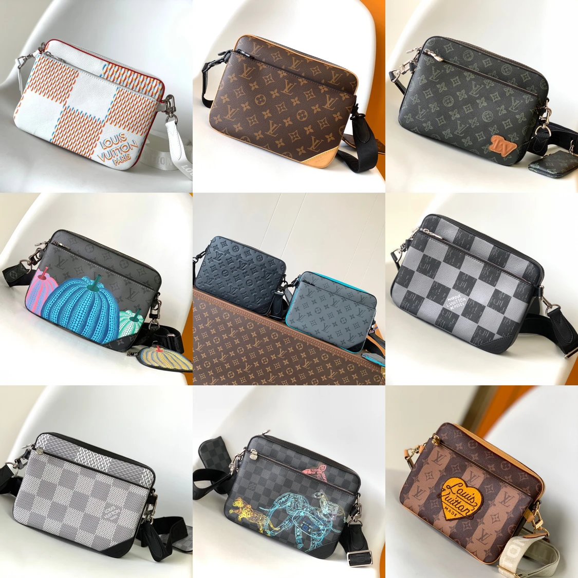 Louis Vuitton LV Men's Bag Top version 【Highest Version】Original Leather Hardware M46602Full leather in black M69827Sprinter Three-in-One Men's Messenger Bag Postman Men's Bag Two-in-One Trio Messenger Bag Shoulder Bag Men's Messenger Bag Men's Bag M30848