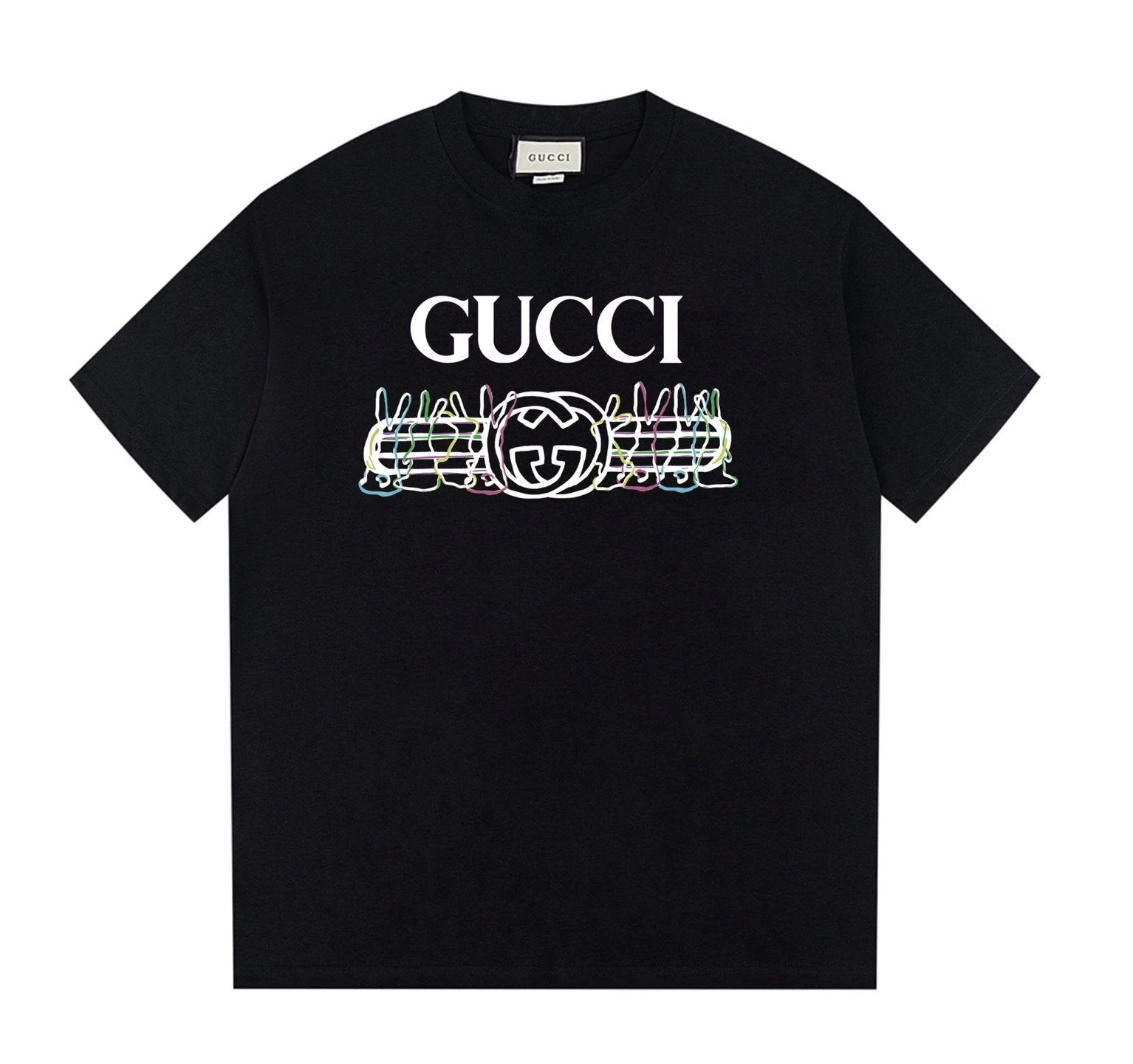 Gucci T-shirt Chest Letter Print logo round Neck Short Sleeve25ss New pure cotton T Unisex T-Shirt OS Loose Fit Base Shirt Top Half Sleeve T-Shirt
