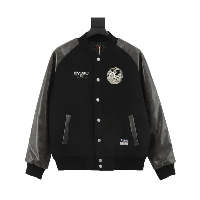 Evisu Jackets 24fw and Seagull Embroidery Wide Casual Quilted Baseball Jacket for Men and Women