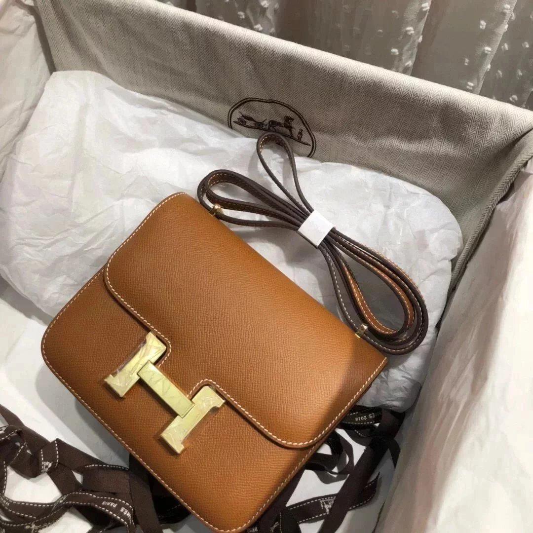 Hermes women's bag Top version 【H Handmade Custom】Stewardess Bag Constance Bag constance Silver Buckle Gold Buckle EP Women's Leather Crossbody Shoulder Bag2424