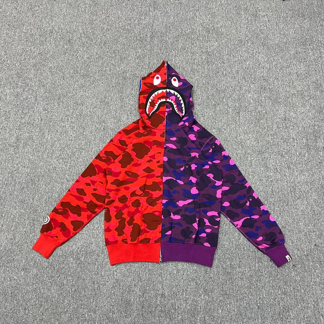 Bape Hoodie Top Version Japanese Style Fashion Brand Classic Shark Camouflage Hooded Sweater Hip Hop Style Loose Men and Women Couple Hoodie Coat