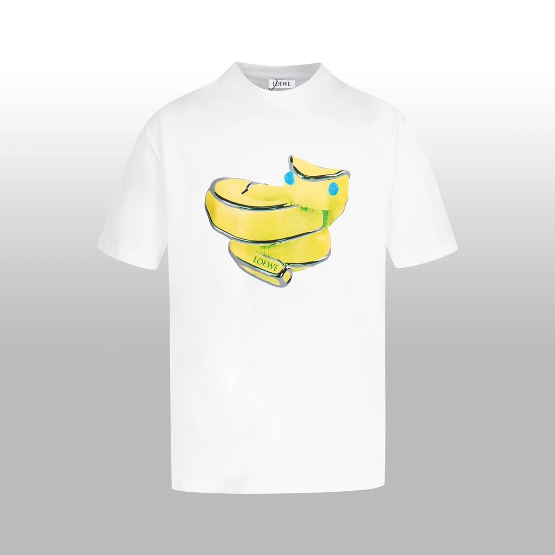 LOEWE T-shirt Hand-drawn Snake Year Theme Illustration on the Chest logo round Neck Short Sleeve25ss New Pure Cotton Unisex Style T T-shirt OS Loose Fit Base Shirt Top Half Sleeve T-Shirt