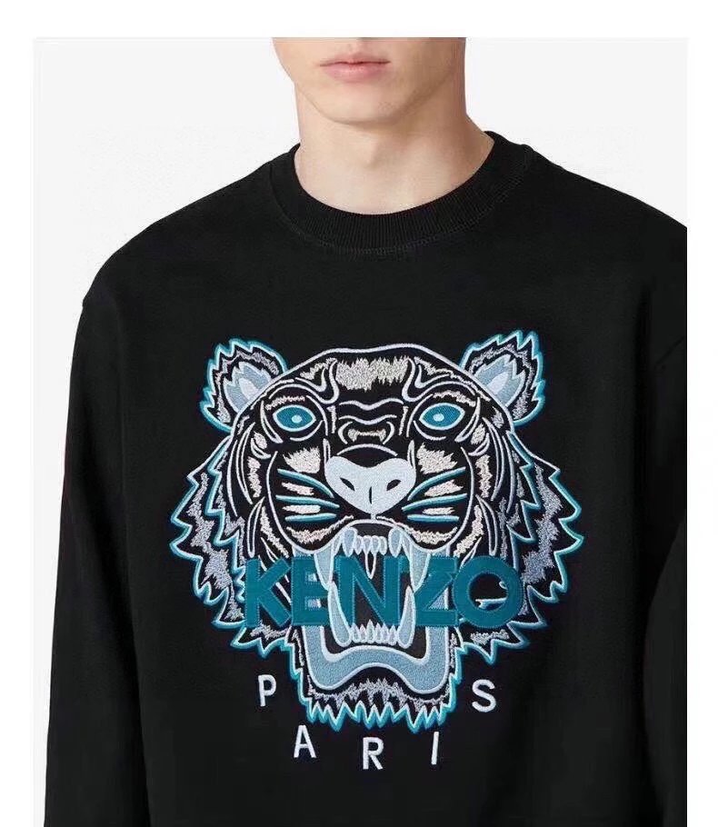 Kenzo Hoodie Top Version Tiger Head Embroidery Men's and Women's Same Casual round Neck Long Sleeve Pullover Hoodie