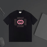 Gucci T-shirt Double-breasted G Letter Printing logo round Neck Short Sleeve25ss New pure cotton T Unisex T-Shirt OS Loose Fit Base Shirt Top Half Sleeve T-Shirt