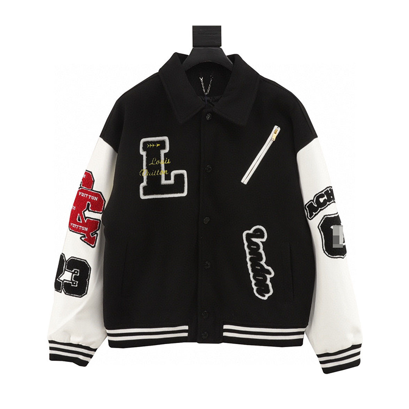 Louis Vuitton LV Jackets Flocking Letter Embroidery Stitching Baseball Uniform Jacket Coat for Men and Women