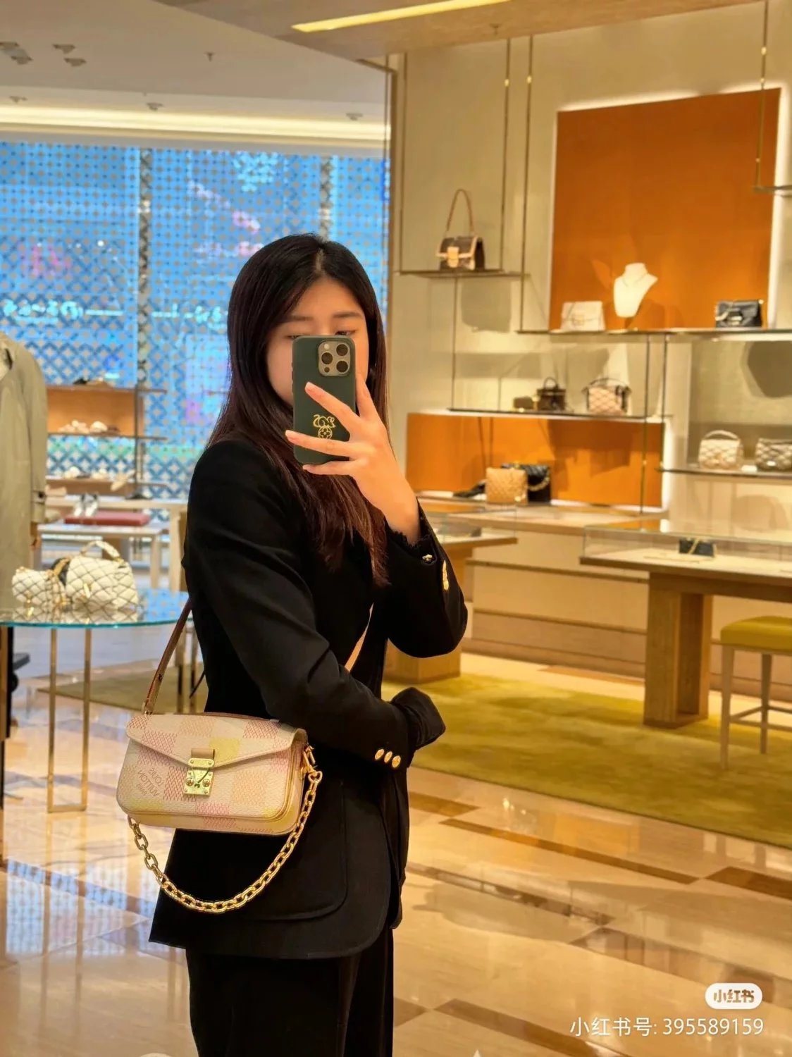 Louis Vuitton LV Women's Bag Top version Original Order【POCHETTEMÉTISEASTWEST Handbag】N40749Pink（Plaid）Small Size Chain Bag Plaid Small Size Pink Saddle Bag Shoulder Crossbody Underarm Bag