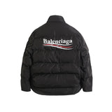 Balenciaga Down Jacket Classic Cola Wave Print Cocoon Cotton Jacket Casual Loose Versatile Stand Collar Thickened Warm Bread Jacket Unisex24ss New Winter Products