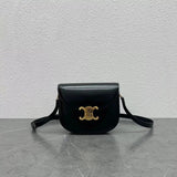 Celine women's bag Top version 【Original Leather High Version】2022New Online Popular Bags Recommend Early Autumn New Triomphe Arc De Triomphe Saddle Bag Horseshoe Bag round Crossbody Bag Cattle Leather Bag110413