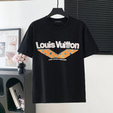 Louis Vuitton LV T-shirt Chest Foam Letter Print logo round Neck Short Sleeve25ss New pure cotton T Unisex T-Shirt OS Drop Shoulder Loose Fit Base Shirt Top T-Shirt Short Sleeve