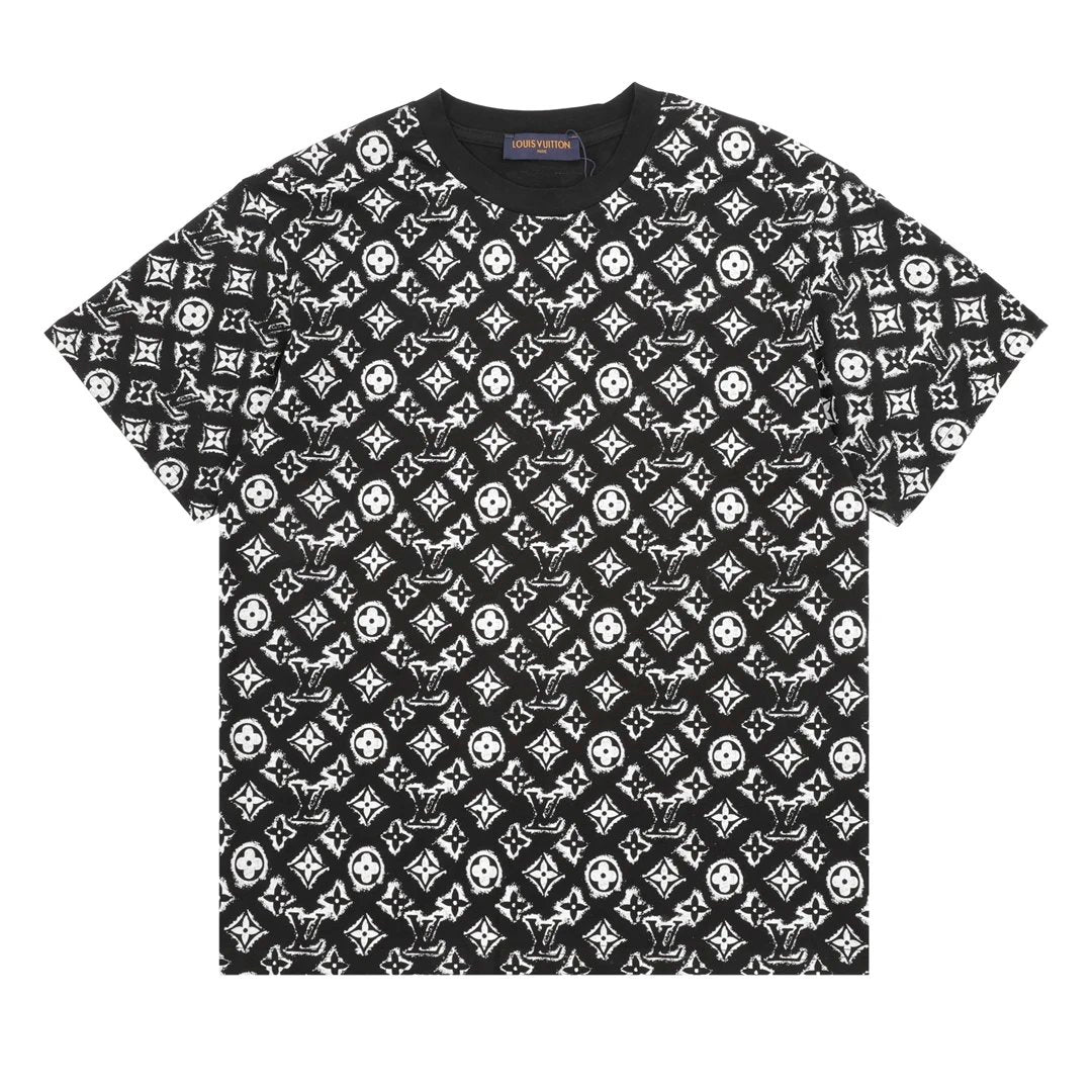 Louis Vuitton LV T-shirt Full Print Retro Vintage Floral logo round Neck Short Sleeve25ss New Pure Cotton Unisex Style T T-shirt OS Loose Fit Base Shirt Top Half Sleeve T-Shirt