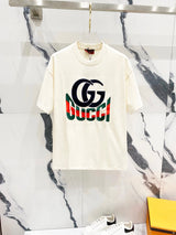 Gucci T-shirt Front Patch Color Block Double G Letter Embroidery logo round Neck Short Sleeve25ss New Pure Cotton Unisex Style T Casual T-Shirt Base Layer Shirt OS Loose Fit Half Sleeve Top Plus Size
