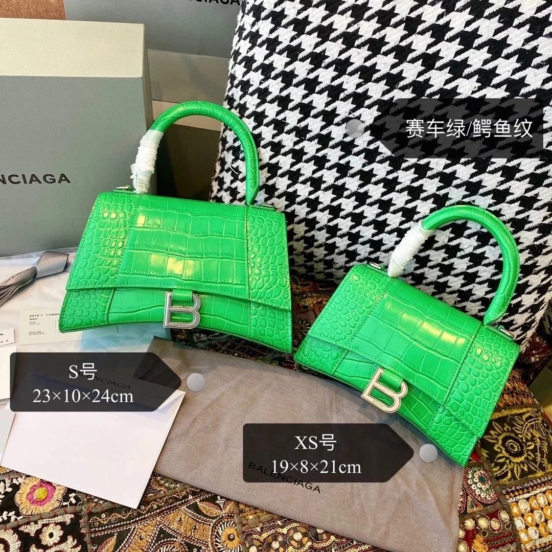 Balenciaga Bag Top version 【Level Surrogate Shopping】Hourglass Bag ahourglass Hourglass Bag Crocodile Leather Litchi Grain Cowhide XS No. S Women's Crossbody Bag