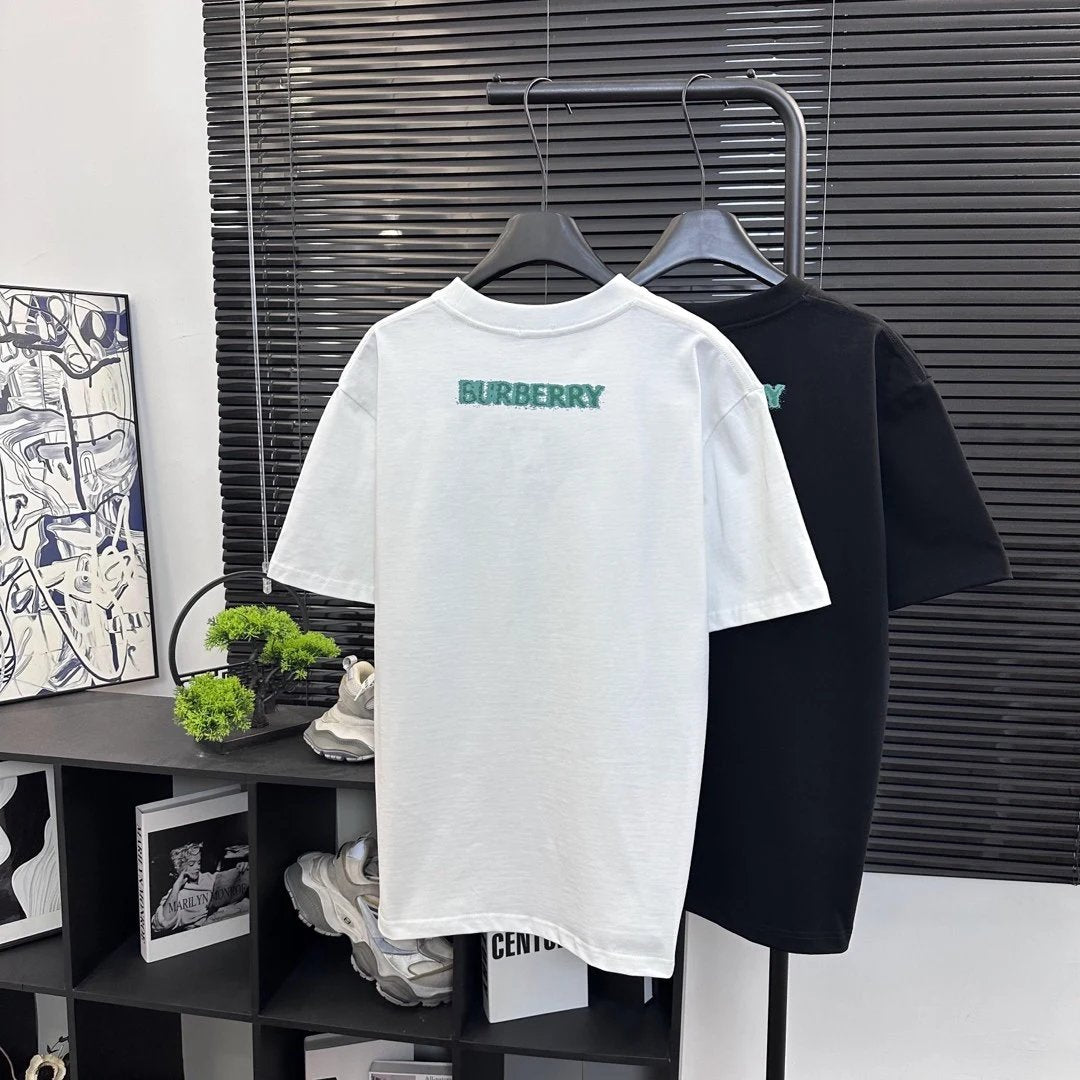 Burberry T-shirt Chest Letters logo round Neck Short Sleeve25ss New Pure Cotton Unisex Style T T-shirt OS Loose Fit Base Shirt Top Half Sleeve T-Shirt