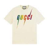 Gucci T-shirt Colorful Letter Print on the Chest logo round Neck Short Sleeve25ss New Pure Cotton Unisex Style T T-shirt OS Loose Fit Base Shirt Top Half Sleeve T-Shirt