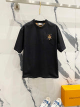 Burberry T-shirt TB Letters LOGO Patch Embossed Small Logo Design Round Neck Short Sleeve25ss New Pure Cotton Unisex Style T T-shirt OS Loose Fit Base Shirt Casual Short Sleeve Top T-Shirt