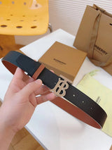 Burberry Belt Top version 【Original Custom】Original New Men's Leather Belt Width3.5cm Double-Sided Imported First Layer Calfskin Full Grain Leather Genuine Goods Quality Original Letter Rotating Buckle Counter Full Set Gift Box Packaging B Home Belt