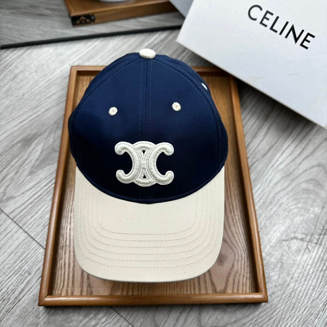 Celine Hat Color-Block Logo logo Baseball Cap Sunshade Sun Protection Duckbill Cap Slimming Face Curved Brim Versatile Large Head Circumference Sports Hat Unisex Couple Style