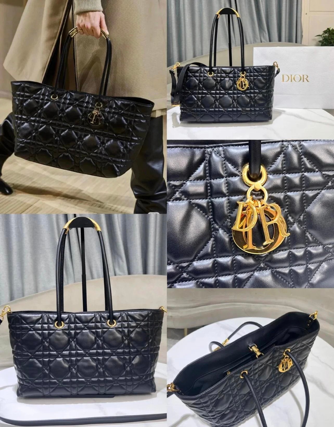 Dior Women's Bag Top version 【Cheng Huang Leather Original Leather Grade Surrogate Shopping】24Autumn and Winter New Large Capacity Totes Mummy Bag Toujours Series Autumn and Winter Latest Computer Bag Commute Style Women's Bag Crossbody Portable Underarm