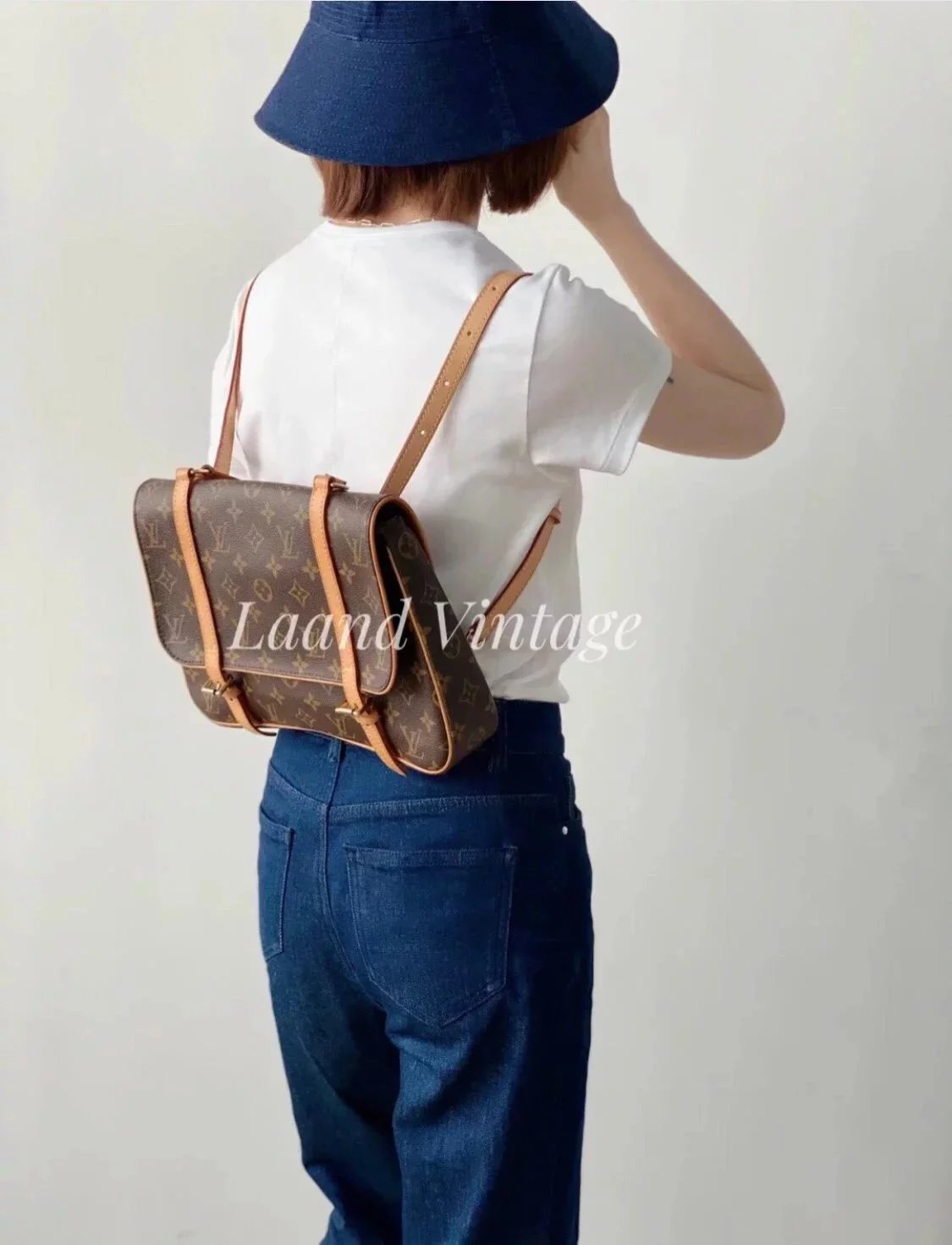 Louis Vuitton LV Backpack Top version 【Original Leather】M51158Classic Mid-Ancient Collection Genuine Backpack Marel Mid-Ancient Style levintage Transformer Shoulder Crossbody Handbag