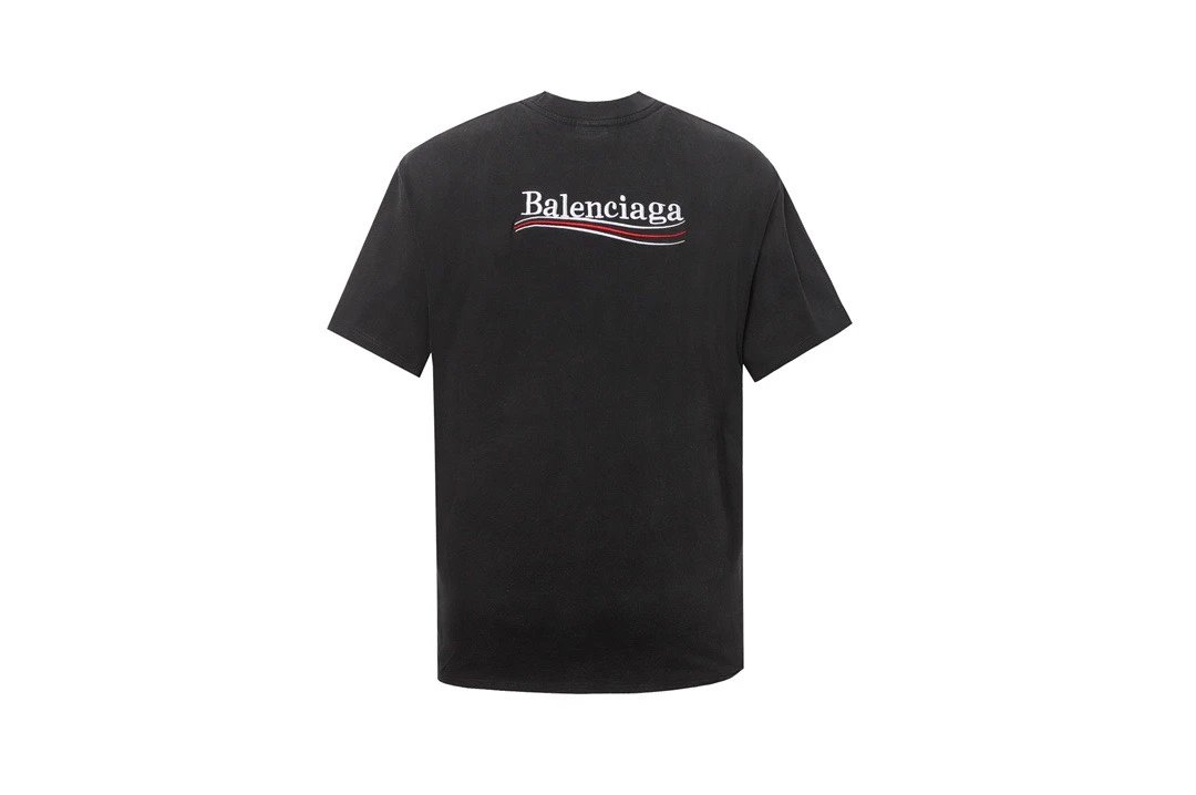 Balenciaga T-shirt Washed Black Cola Back Letter Embroidery Crew Neck Short Sleeve Pure Cotton T T-shirt ins Unisex Summer New Casual Base Shirt Simple T-Shirt