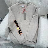 Dior Sweater Wool Blended Plain Weaving Knitting round Neck Sweater Long Sleeve Pullover Thickened Idle Style OS Loose Fit Casual Jacket for Men and Women, Versatile Inner Layer