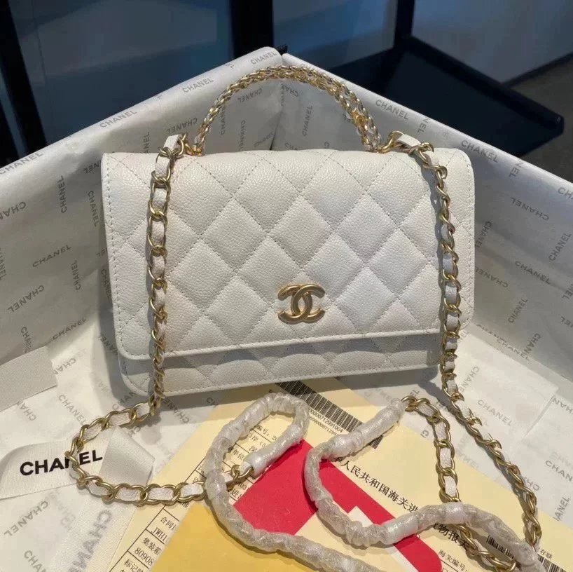 Chanel Women's Bag Top version Upgraded Latest Chip l2022p New Stewardess Bag Hollow Handle Cowhide Handle Letters Stewardess Bag New Wrist Strap cclogo58Package Women's Bag Crossbody Bag Flap Bag woc Fortune Bag