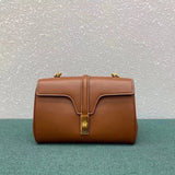 Celine women's bag Top version 【Kowloon Leather Original Leather】New teensoft16Handbag Small Size Wide Shoulder Strap Shoulder Messenger Bag Women's Messenger Bag Sun Yi Same Style Women Bag