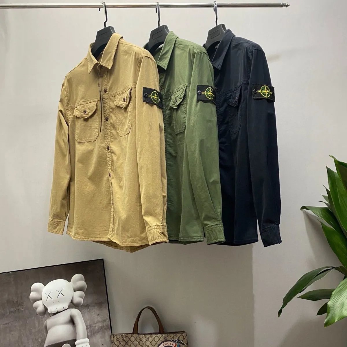 Stone Island Jackets Coats American Workwear Wind High Street Pure Color All-Matching Washed-out Vintage Pocket Pure Cotton Coat Shirt