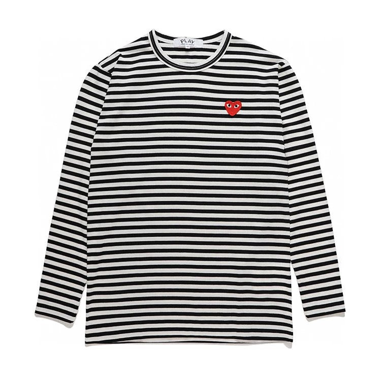 Rei Kawakubo Hoodie Top Version Couple Striped Love Men and Women round Neck Long Sleeve T T-shirt