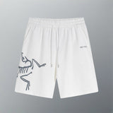 Arc'teryx Shorts Classic Large Frame Logo Creative Print Shorts Five-Point Shorts25ss New Heavy Drawstring American Style Casual Summer Pants5Two-in-One Casual Sweatpants for Men and Women, Pure Cotton Joggers