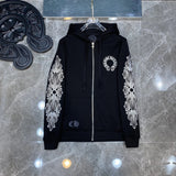 Chrome Hearts Hoodie Cross Hooded Sweater Loose Men's and Women's Zipper Hoodie