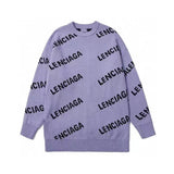 Balenciaga Clothing Thickened Double-Layer Letter Jacquard Casual Loose All-Match Men's and Women's Same Knitted Sweater