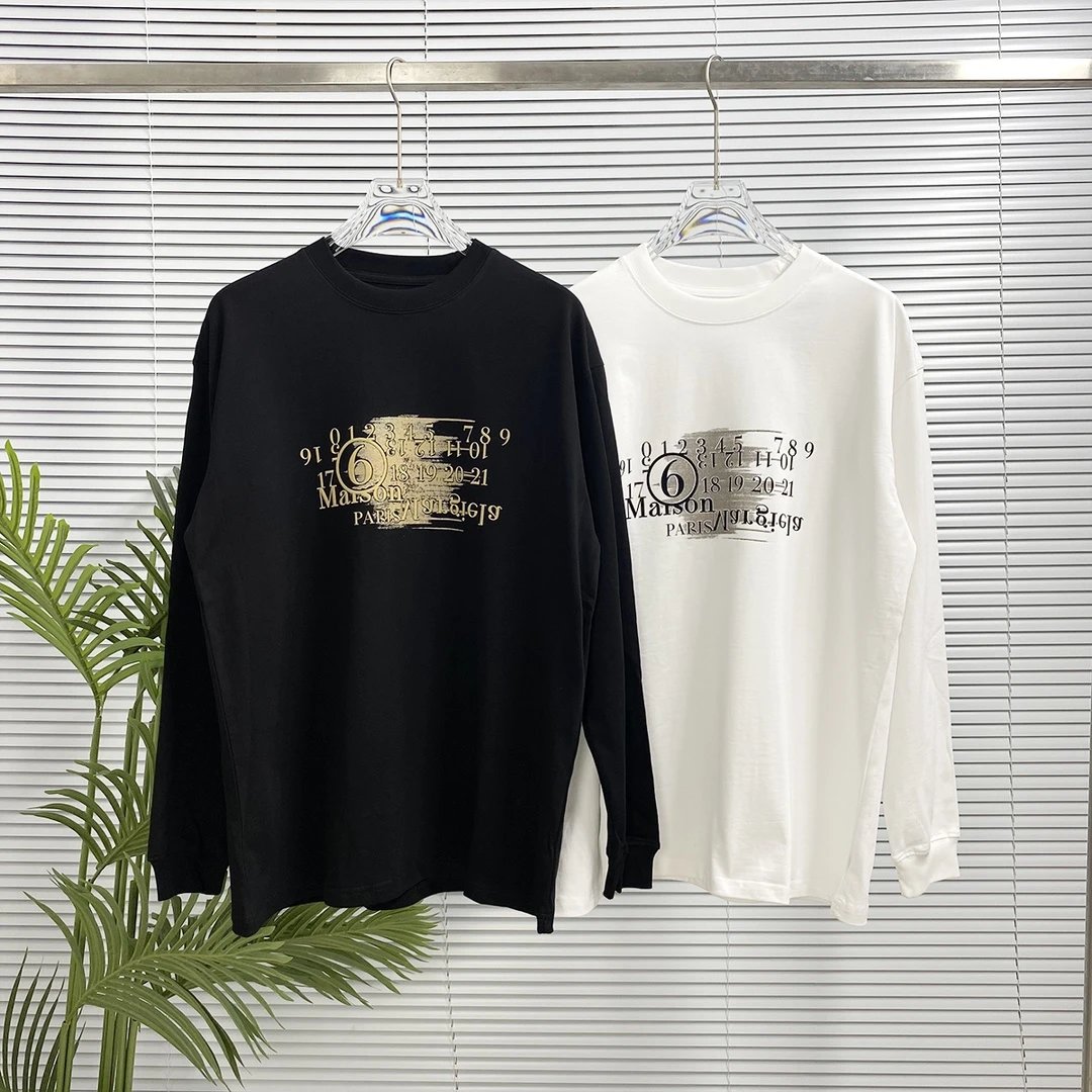 Maison Margiela Hoodie Printing logo24s Autumn and Winter Long Sleeve T Round Neck Sweatshirt Long Sleeve Base Shirt Outerwear Trendy Unisex Sports Casual Loose Fit Versatile Autumn Winter New Arrival