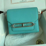 Hermes women's bag Top version Customized Real Shot Small Square Bag Pig Nose Bags Roulis19CMevercolor Leather Pig-Shaped Bun Gold Buckle Silver Buckle Flap Shoulder Messenger Bag Yang Mi Same Style Women Bag
