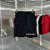 Balenciaga Shorts Full Print logo Five-point Shorts25ss New Drawstring Casual Summer Pants5Two-in-One Casual Sweatpants for Men and Women, Pure Cotton Joggers