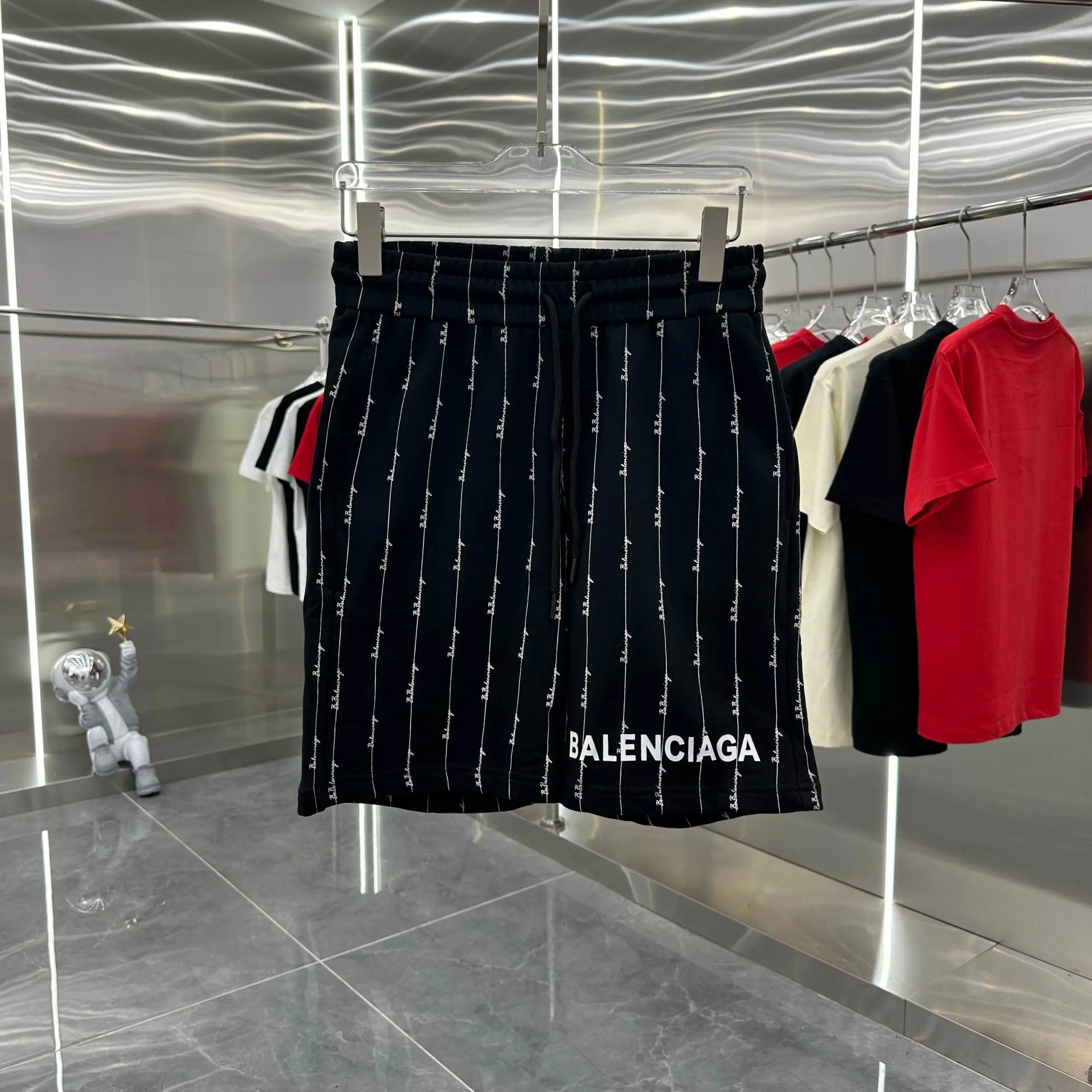 Balenciaga Shorts Full Print logo Five-point Shorts25ss New Drawstring Casual Summer Pants5Two-in-One Casual Sweatpants for Men and Women, Pure Cotton Joggers