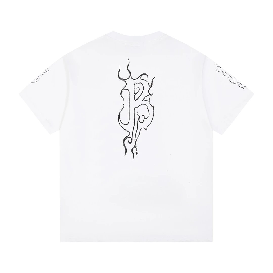 Balenciaga T-shirt Back Flame Lettering B Printing logo round Neck Short Sleeve25ss New Pure Cotton Unisex Style T T-shirt OS Loose Fit Base Shirt Top Half Sleeve T-Shirt