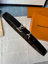 Louis Vuitton LV Belt Top version 【Counter Quality】Belt New Belt3.0cm Women's Belt Metal Buckle Women's Leather Belt with Classic Presbyopic Chessboard Grid Belt with Genuine Goods Packaging No Problem in and out of the Counter Versatile Casual Fashion Fo