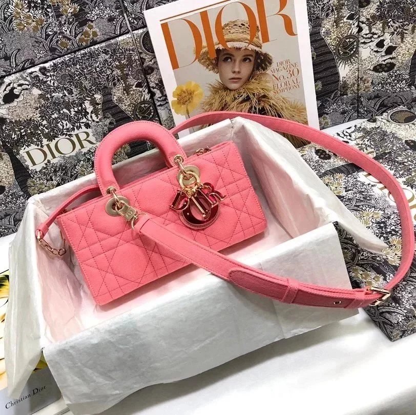 Dior Women's Bag Top version 【Original Leather】2022Spring and Summer New LadyD-Joy Denim Latest Handbag Diana Bag New Denim Series Blue Pink Handbag DJoy Underarm Bag Chain Bag Shoulder Bag Crossbody Bag