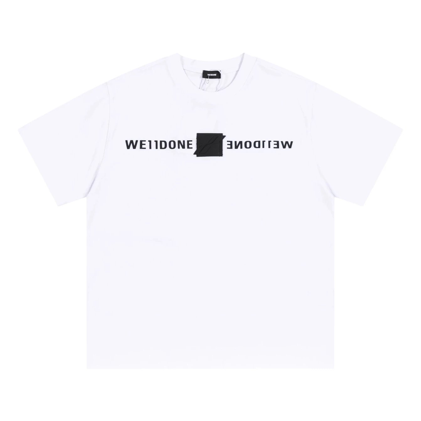 We11done T-shirt Top Version2024Summer Mirror Flip Badge Short Sleeve T T-shirt WELL Loose Half Sleeve for Men and Women