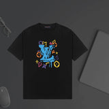 Louis Vuitton LV T-shirt Chest Graffiti Letter Print logo round Neck Short Sleeve25ss New Pure Cotton Unisex Style T T-shirt OS Loose Fit Base Shirt Half Sleeve T-Shirt Top Half Sleeve