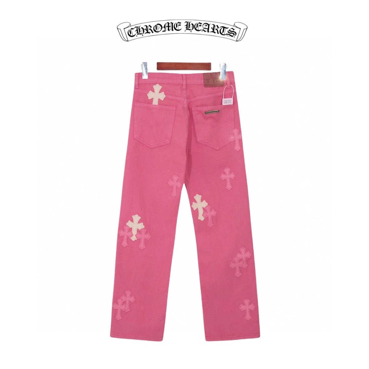 Chrome Hearts Jeans Dopamine Barbie Pink logo25ss Spring Summer New Straight Loose Jeans Unisex Slim Fit Long Pants