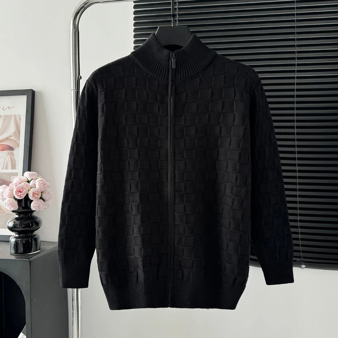 Louis Vuitton LV Sweater Full Print logo Textured Zipper Sweater25ss Spring New Thickened Long Sleeve Pullover Unisex OS Loose Fit Top Versatile Casual Jacket