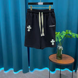 Chrome Hearts Shorts Letter Embroidery Leather Shorts Five-Point Shorts25ss New Drawstring Casual Summer Pants5Two-in-One Casual Sweatpants for Men and Women, Pure Cotton Joggers