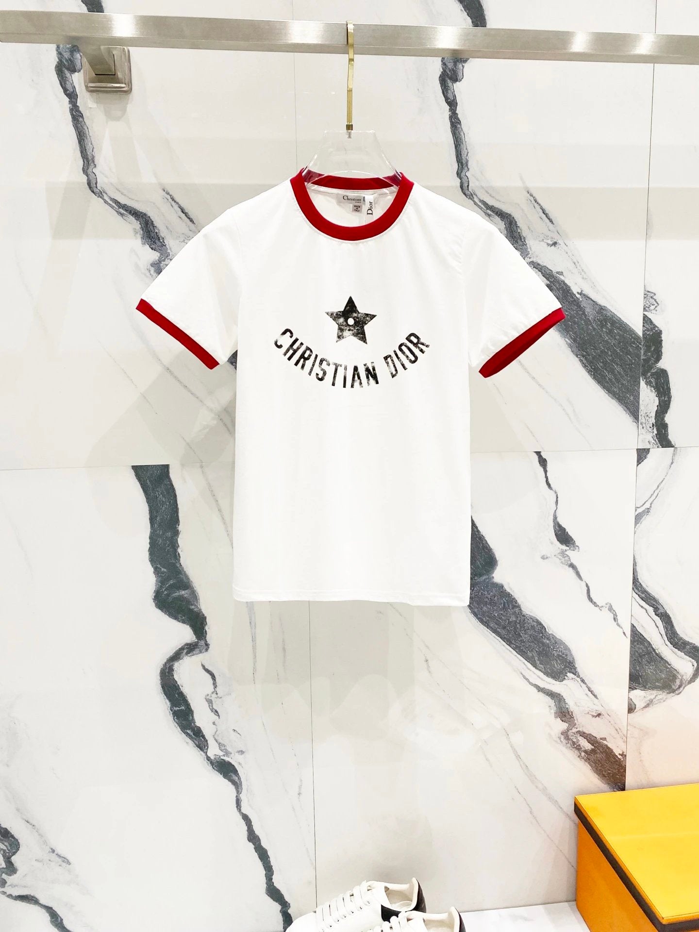 Dior T-shirt Five-star Letter Print on the Chest logo round Neck Short Sleeve25ss New pure cotton T Women's T-shirt OS Loose Fit Base Shirt Top Half Sleeve T-Shirt