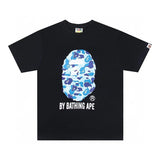 Bape T-shirt Top Version Fashion Brand Small Icon Embroidered Men's and Women's Short Sleeve T T-shirt Couple Cotton Printed round Neck Half Sleeve